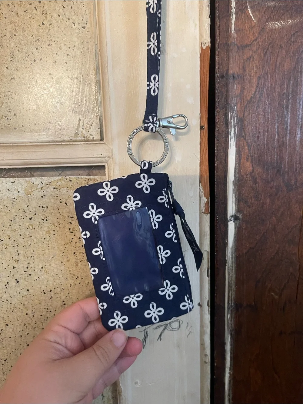 Vera Bradley Penn State Navy White Floral Lanyard Wallet